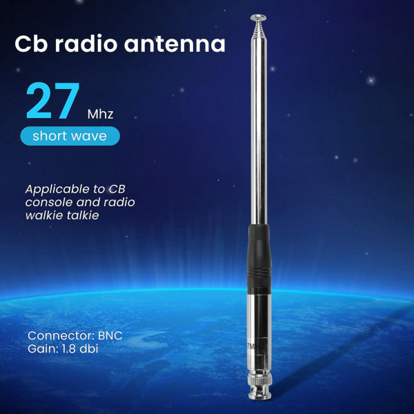 27mhz antenn 9-tums till 51-tums teleskop/stav Ht-antenner för Cb Handhållen/bärbar radio med BNC-kontakt