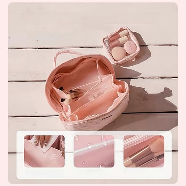 Petition Makeuptaske til kvinder 180° flad design, makeup-organizer med stor kapacitet