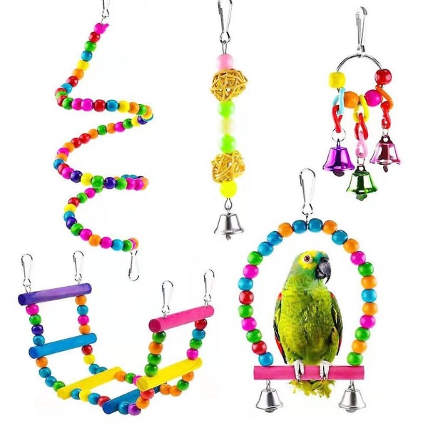 Sikkert ikke-giftigt fuglelegetøj Parrot-samlet legetøj 6-delt sæt