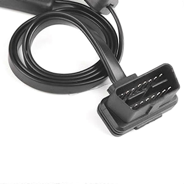 60CM Lång OBD2 16-stifts Förlängningskabel med Strömbrytare Platt Tråd Adapter Auto 1 Hane till 2 Hon OBD 16-stifts Konverteringsplugg