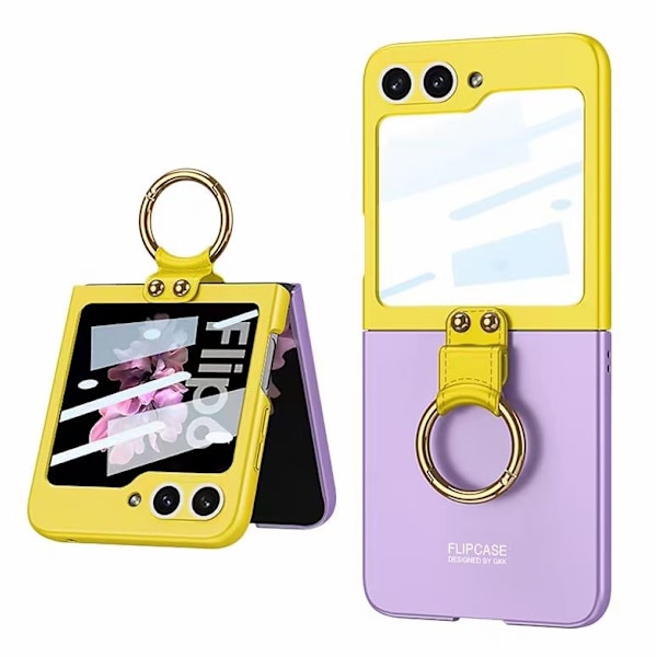 Etui til SM Galaxyz flip6 mobiltelefon - Ringfoldende kreativt skalfilm integreret kontrastfarve beskyttende cover yellow black