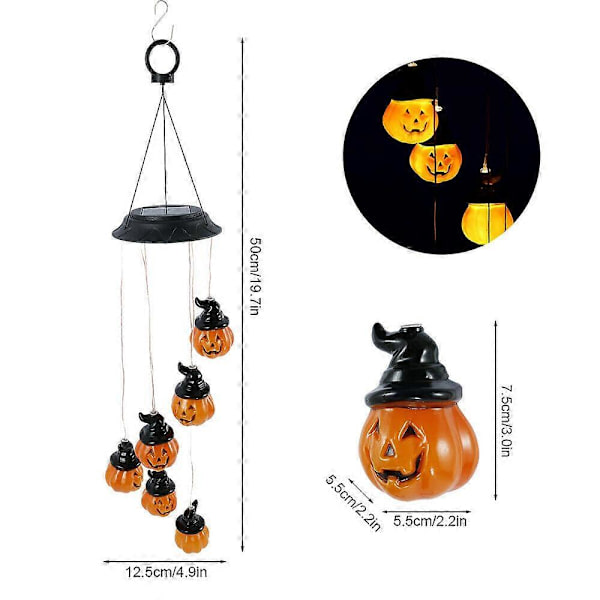 Halloween-kurpitsapendanttivalaisin, tuulikellot, riippuva koriste, koti- ja puutarhakoristeet, kauhu- ja terrorrekvisiitta