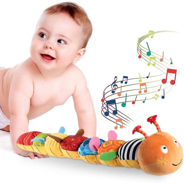 Baby Musical Caterpillar Flerfärgad spädbarnsleksak Svarta Bokstäver L