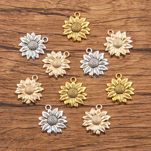 3 färger 19*22mm DIY smycken tillbehör solros solros blomma hänge bagage kläder tillbehör
