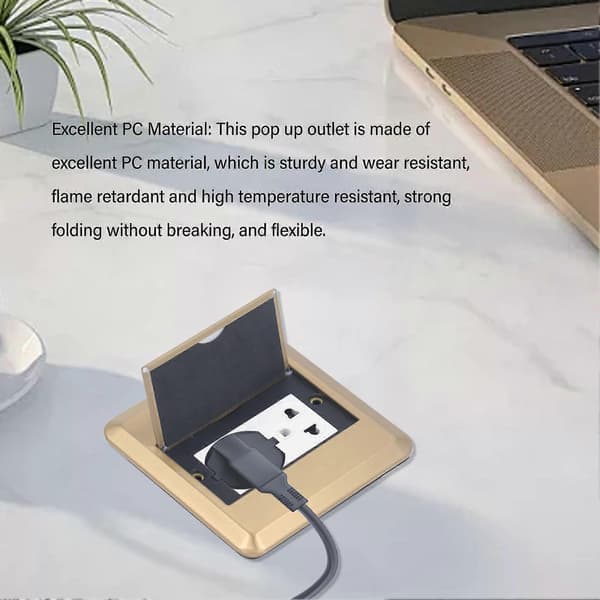 Gulvstrømuttak Multifunksjonelt Rustfritt Stål Innfelt Skjult Pop Up Uttak AC250V YEMAA