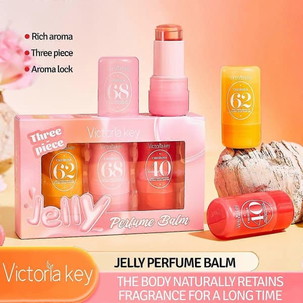 Jelly Parfymbalsam Set, Fasta Parfympinnar, Bärbart Doftbalsam Kit, Långvarig Doft, Resevänlig Fast Parfym, Enkel Applicering för 1pcs
