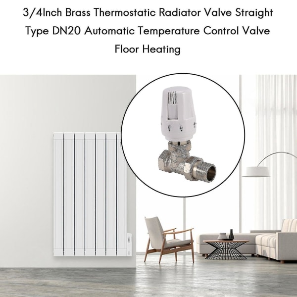 3/4 tuuman messinkinen termostaattinen patteriventtiili suora tyyppi Dn20 automaattinen lämpötilan säätöventtiili Fl