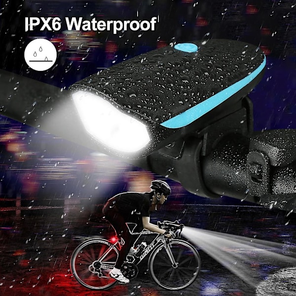 Pyörän etuvalo ja -torvi, USB-ladattava, pyörän etuvalo, pyöräilytaskulamppu, lyhty, elektroninen kello, MTB-tarvikkeet