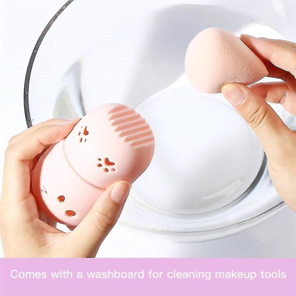 Bærbar Sød Kosmetik Svampeboks Holder Blød Silikon Kosmetikbørste Tørring Display Stativ (1 Stykke Pink)