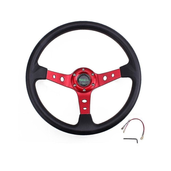 Car Modification Accessory Steering Wheel Pu Racing Steering Wheel Competition Game Deep Disk 14 Inch Steering Wheel - Black Aespa