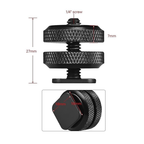 Camera Hot Shoe Moun Tripod Screw Adapter Flash Shoe Mount For Dslr Camera Rig(2pieces,black)