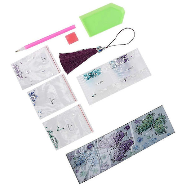 DIY-bokmärke med fransar, diamantmålning i specialform, läder, färgglada broderade sidmarkeringar, YEMAA