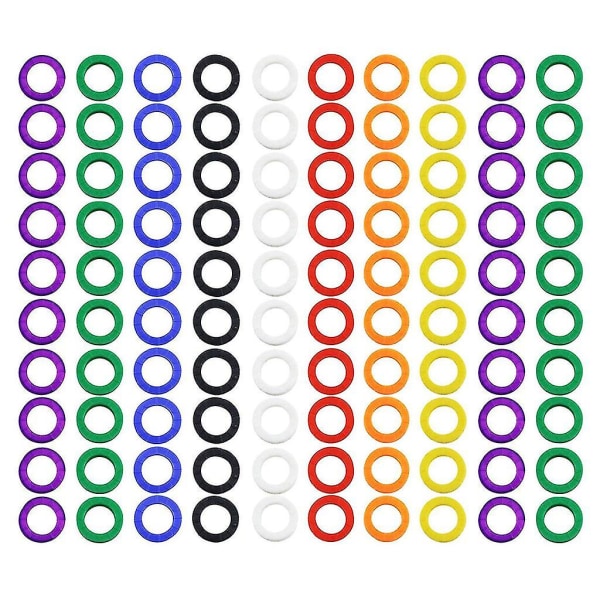 80 delar färgglada nyckelkapslar Gummi nyckelidentifieringsringar för husnyckel, nycklarorganisation, 8 färger, 2 olika stilar