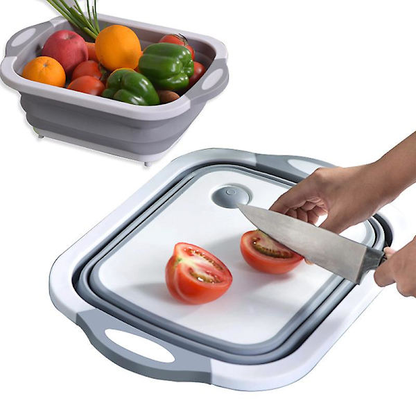 1 stk Sammenklappeligt Skærebræt, Multifunktionelt Foldbart Skærebræt Opvask Tub Basin Mad Si Storage Kurv