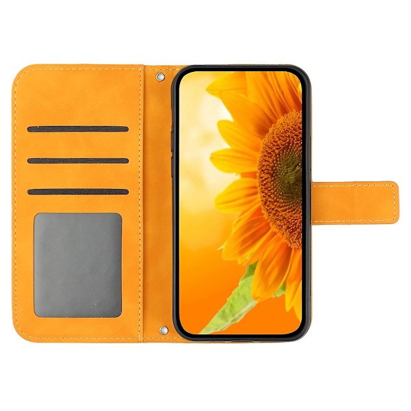 HT04 PU-läderfodral för Sony Xperia 10 V, plånboksfodral med solrosmönster