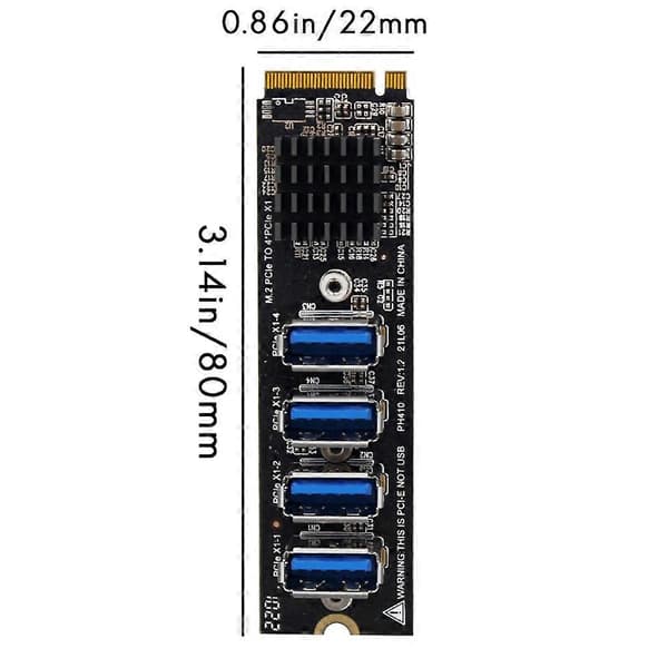 USB 3.0 PCI-E Riser-kortti M.2 PCIE-jatkoksi Riser-sovitinkortti 4 Porttia PCI-Express-sovitin Os:lle