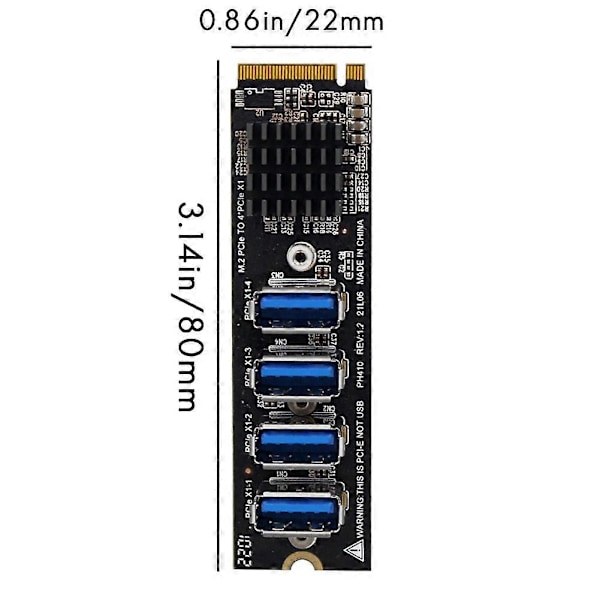 USB 3.0 PCI-E Riserkort M.2 til PCIE Forlenger Riser Adapterkort 4 Port PCI-Express Adapter for Os