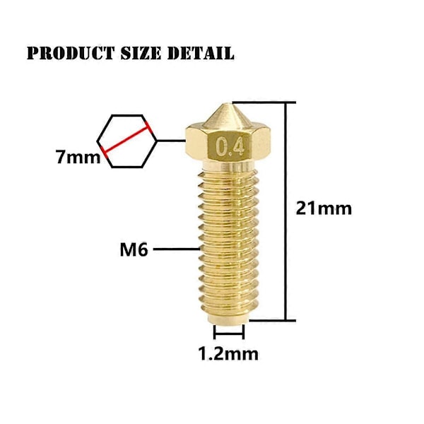 20 stk Barss Dysesett for 2, 3D-skrivere 8 stk 0,4 mm og 3 stk 0,2 mm, 0,6 mm, 0,8 mm, 1,0 mm Dysesett