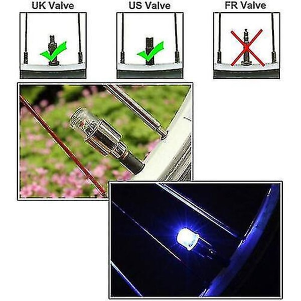 4 stk. LED-lys til ventilhetter for bil, SUV, hjul og dekk