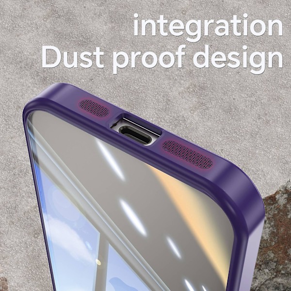 iPhone 15 Pro -kuori akryyli + TPU -puhelinkuori metallilinssikehyksellä - tummanvioletti