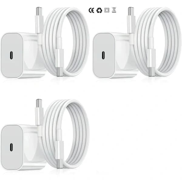iPhone-lader - Hurtiglader - Adapter + 2-meters datakabel 20W USB-C USB-C 2packs