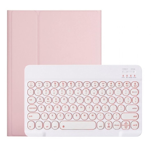 Box för Ipad Air4 surfplatta, cirkulärt cover med pennfack, silikonbakgrundsbelyst cover, för Ipad Air4 tangentbord |.(rosa)