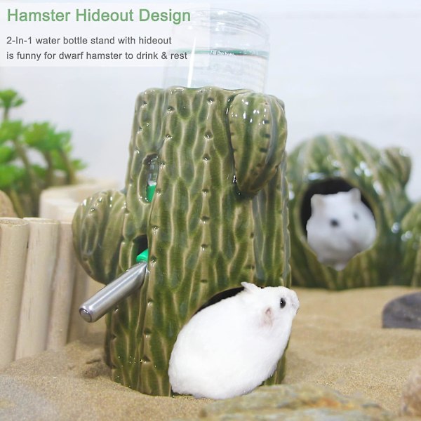Hamster Vattenflaska För Glastank, 2-i-1 Justerbar Hamster Vattenflaska 80ml Gerbil Vattenflaska Med Stativ, 1st(d-)
