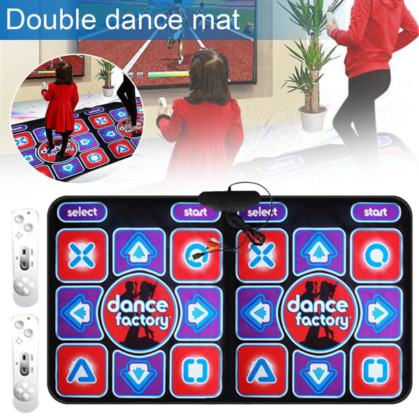 Dobbelt dansemåtte Dobbelt-bruger-kablet dansemåtte-spil skridsikkert med 2 fjernbetjeninger multifunktion til pc-tv