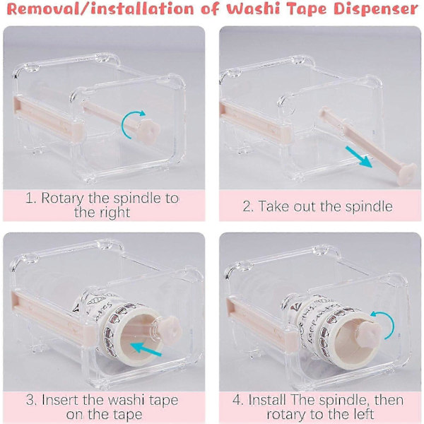 2-pack Transparent Desktop Multi Dispenser, Tejpklippare, Tejprulls Hållare (Ingår ej Maskeringstejp) (Beige)