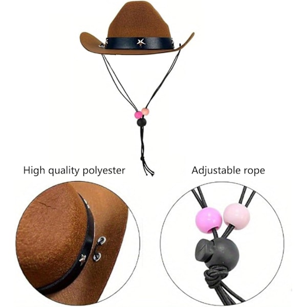 2 Stykker Hunde Cowboy Hat Kostume Kæledyrshat og Bandana Tørklæde Cosplay Western Dekoration Tilbehør til Fest Halloween Festival (Rød)