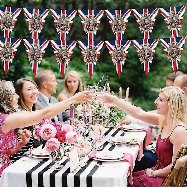 Kong Charles III Flagguirlande Charles 3. Union Jack Flagguirlander 8.2ft Britiske Flag Coronation Flag Kong Ch