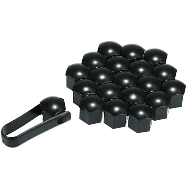 Universale hjulmutterhetter - 20 stk, svart, 21 mm