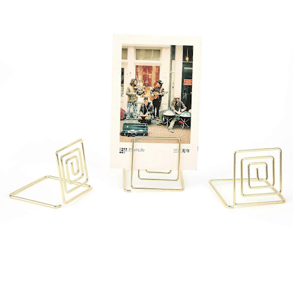 10 st Business Card Holder Mini Söt Metall Skrivbordsmeddelande Display Stativ för Bordnummer Foto Memo Banknot Guld YEMAA