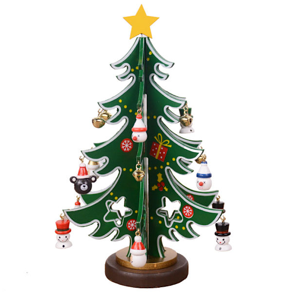 Miniatyr julgran i trä för bordsskivan, juldekorationer, bordsprydnader