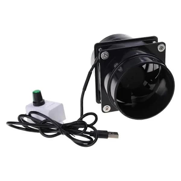 USB justerbar hastighedsventilator, røgabsorber, ESD røgsuger, kanalventilator, sort.