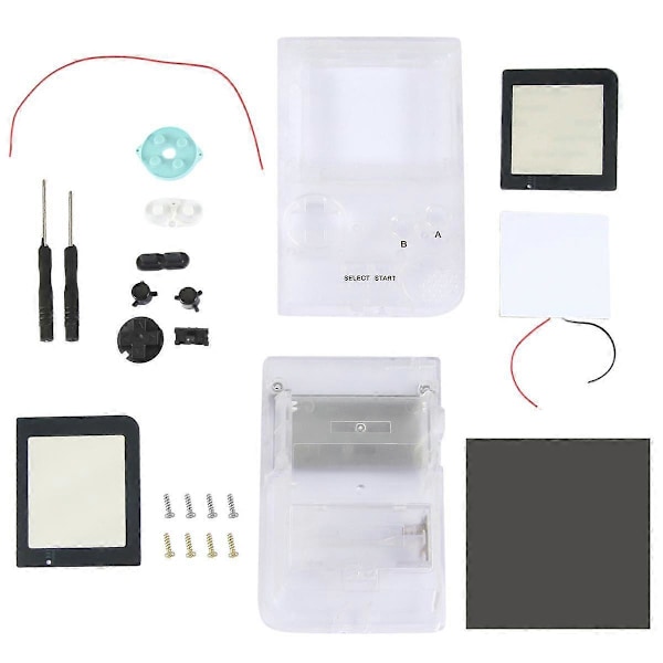 DIY-skalbyte för Gameboy Pocket-spelkonsol för GBP-skal med knappar Kit klasslins transparent vit