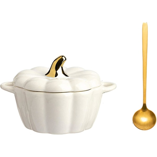 Pumpkin With Lid Casserole With Marmite Nonstick Coating Polyvalent Saucepan Pot Pot Contains Spoon Keep Nutritional Values And Flavors(white,0.27l)-m