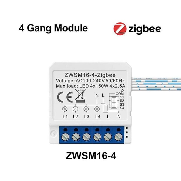 2023 Ny Timer Switch Modul Smart Home Mini Breaker 1/2/3/4-vejs Zigbee Smart Switch Stemmestyring Zigbee Tuya 16a Smart Switch