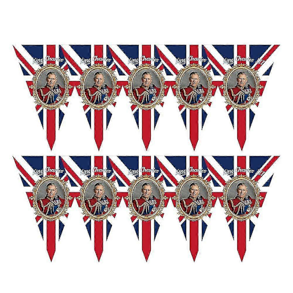 Kong Charles III Flagguirlande Charles 3. Union Jack Flagguirlander 8.2ft Britiske Flag Coronation Flag Kong Ch