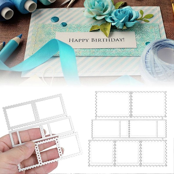 2 stk. Metal Skæreform Stencil Stempelramme DIY Scrapbooking Prægning Papirkort Skabelon YEMAA