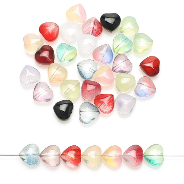 8MM mellomhull glatt kjærlighetshjerte glass spredte perler gradient farge fireblads kronblader diy håndlaget klær