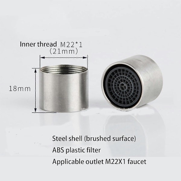 Vandbesparende Armatur, Armaturfilter, Armaturdyse, Høj Vandbesparelse M22 Armatur, Indvendigt Spiral Rustfrit Stålhus (2 stk) [db]