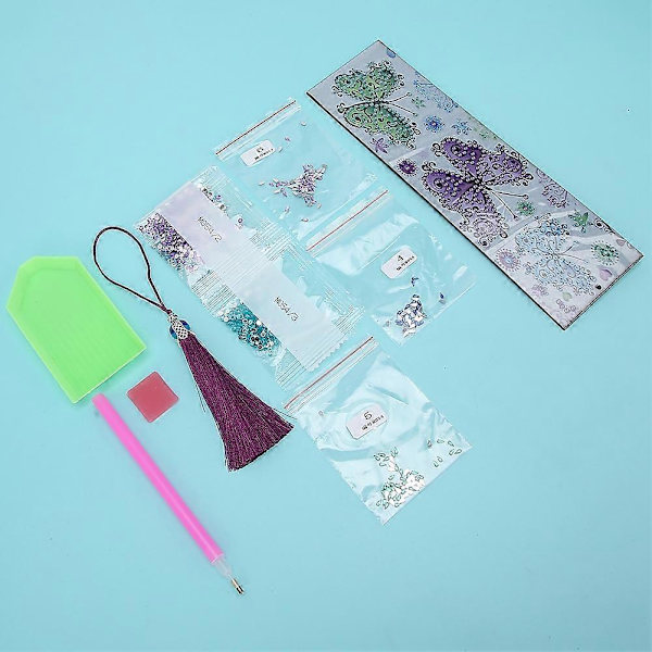 DIY-bokmärke med fransar, diamantmålning i specialform, läder, färgglada broderade sidmarkeringar, YEMAA