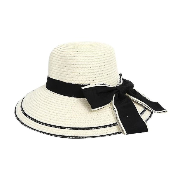 Kvinner Sommer Stor stråhatt Sun Floppy Wide Hats New Bowknot Folding Beach Cap