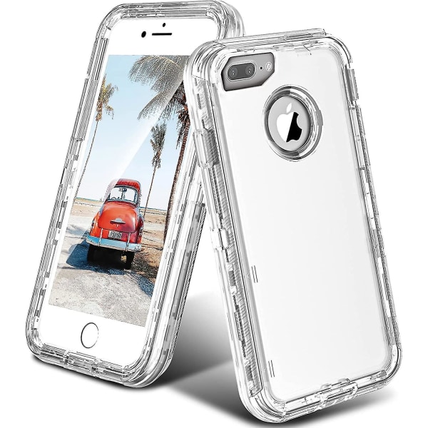 Case Kompatibel med Iphone 7 Plus Case, Kompatibel med iPhone 8 Plus Case, Heavy Duty Stötsäker Anti-fall Clear Case Kristallklart -