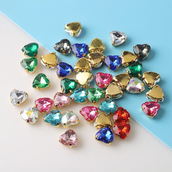 10MM persika hjärta kärlek kristallglas klo diamant diy smycken accessoarer kläder bröllopsskor väska material