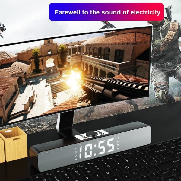 Tv-baarit Kello Monitoiminen LED-TV langallinen &amp; &amp; Langaton Bluetooth kaiutin Radio Wave Led Subwoofer Aux USB -musiikkisoittimella | Yhdistetyt kaiuttimet