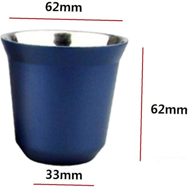 Rostfritt Stål Espresso-kopp Dubbelväggig Isolerad Kaffe-mugg Anti-dropp Dricksglas för Kaffe Vin Cocktails 80ml (mörkblå 1st