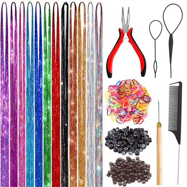 Håraccessoarer Set (12 Färger), Fairy Hair Extension Tape Verktyg