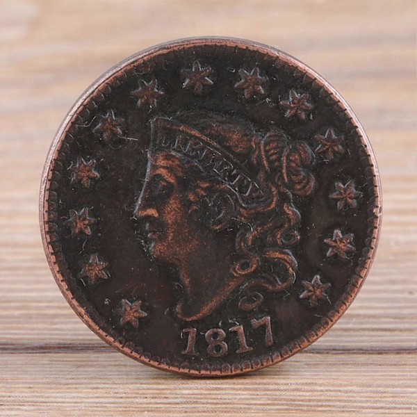 1817 USA 1 Cent Messing Vintage Samling Mynt Mindemynt YEMAA